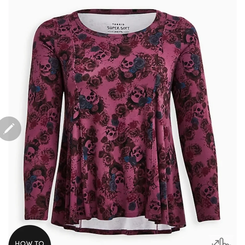 🆕️☠️SKULL / ROSES FIT AND FLARE TOP☠️ - Picture 6 of 6